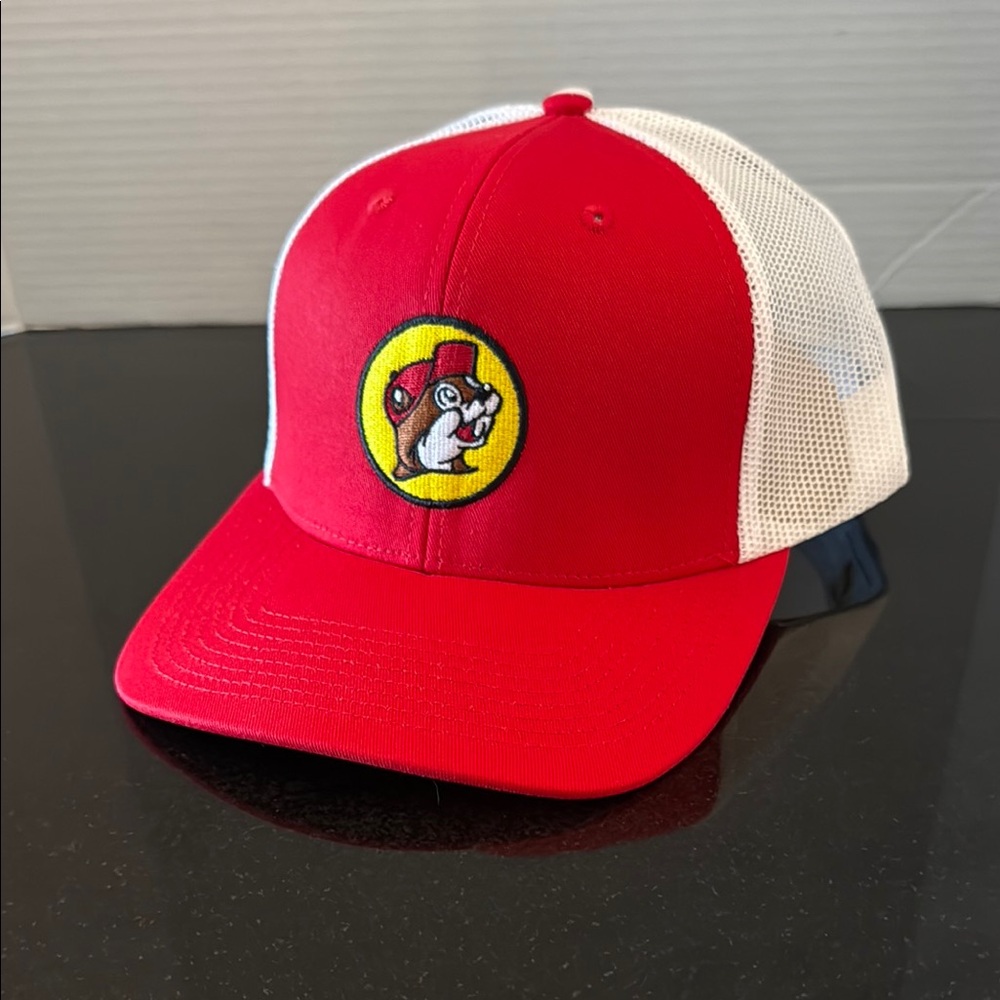 Buc-ee’s Red and White Trucker Hat with Logo